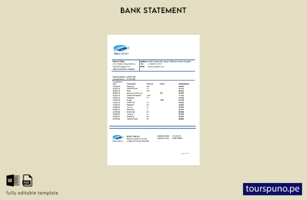 listo para imprimir plantilla de Word   extracto bancario de Progreso de Repúbli